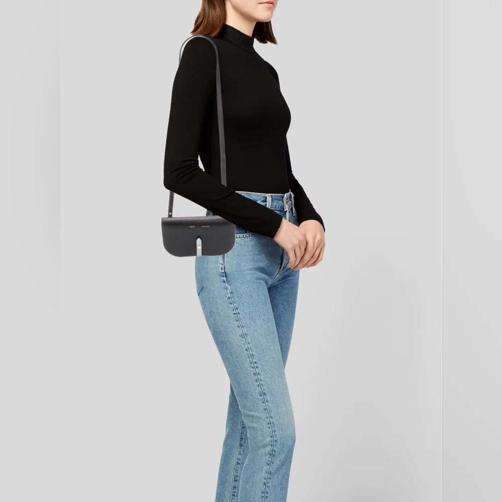 Celine Leather Strap Clutch Wine